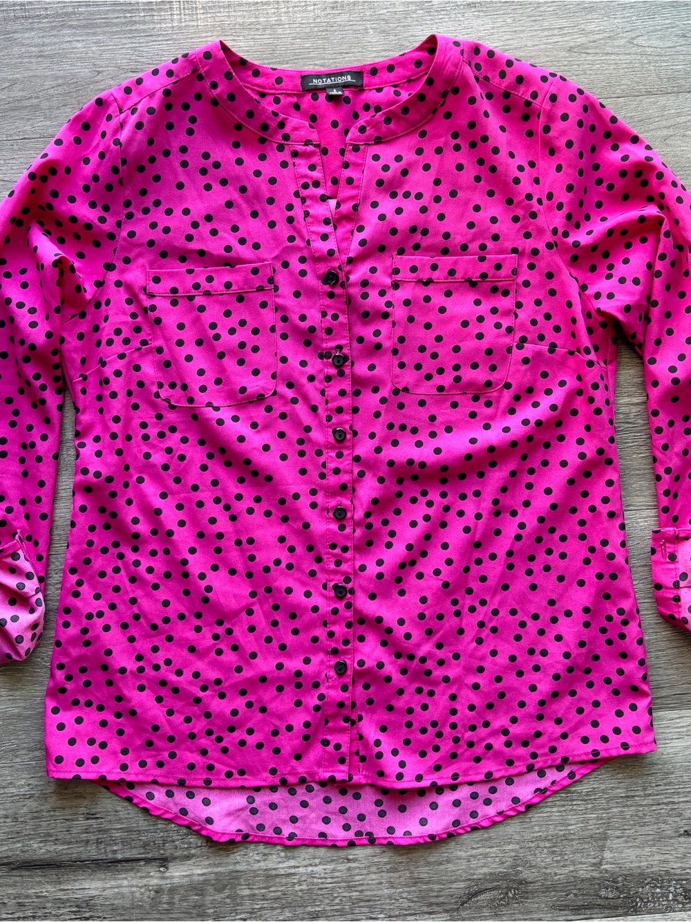 Merona Hot Pink Button-Front Polka Dot Shirt